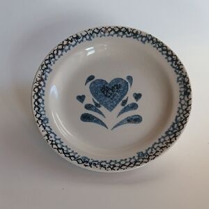 Vintage Gibson Designs "My Heart" blue sponge stoneware plate